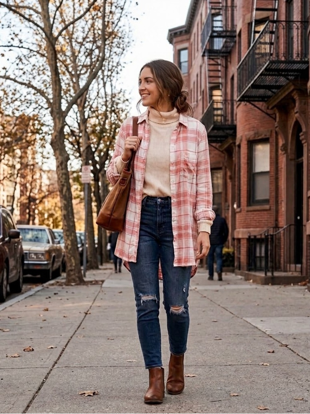Old Navy Pink and White Plaid Shirt
